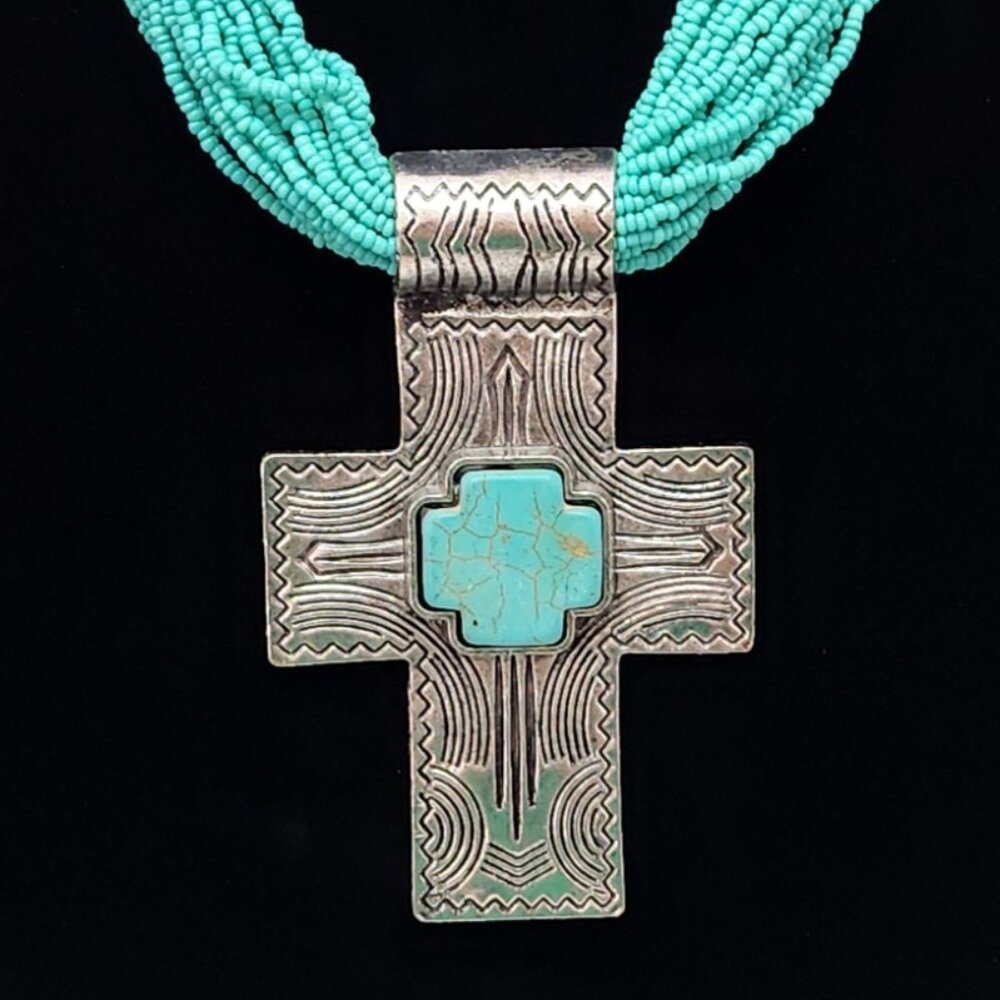 Beaded Cross Necklace #726 - Picture 4 of 16